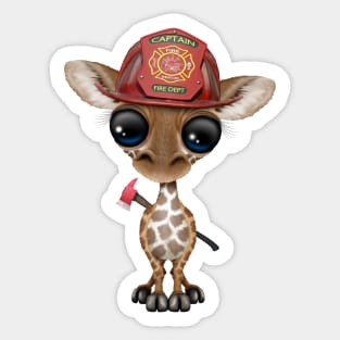 Cute Baby Giraffe Firefighter Sticker